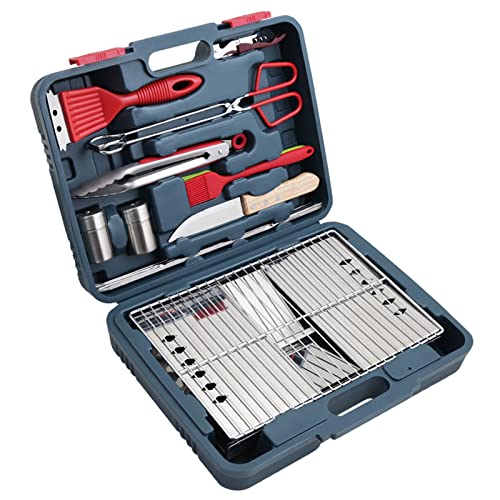 Geschenke for Männer, Grillzubehör, Tragbares Camping-Küchenset, BBQ-Werkzeugset mit von dvegGEE