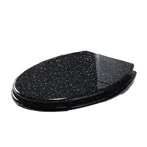 Glitzer-Harz-Toilettensitz, Harz-Universal-U/V/O-Toilettensitz, Verdickter Toilettensitz, langsam schließend(Black) von dvegGEE