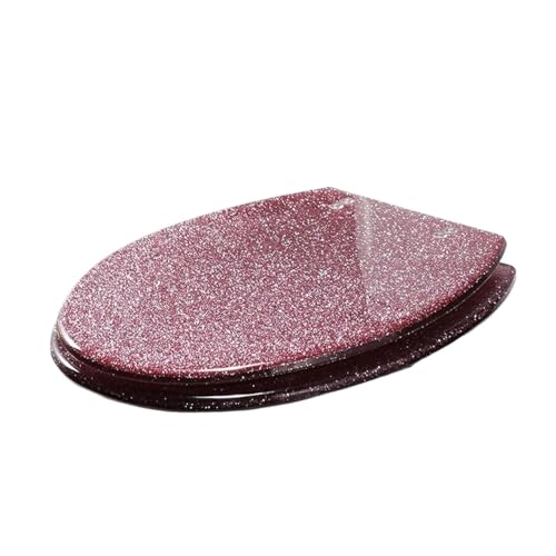 Glitzer-Harz-Toilettensitz, Harz-Universal-U/V/O-Toilettensitz, Verdickter Toilettensitz, langsam schließend(Pink) von dvegGEE