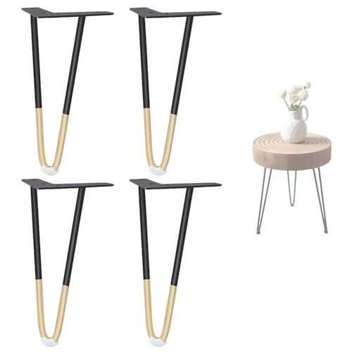 Möbelbeine aus Metall, 4–28 Zoll, Couchtischbeine, Haarnadel-Möbelbeine, 4er-Set for Nachttisch, Couchtisch, Schreibtisch(Black Gold,16inch) von dvegGEE