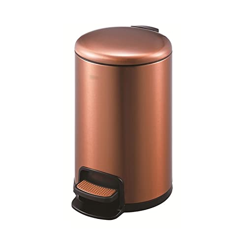 Mülleimer, 12 l, runder Mülleimer aus Edelstahl mit Deckel, hochwertiges Fußpedal, for Hotel und Zuhause(Brown) von dvegGEE