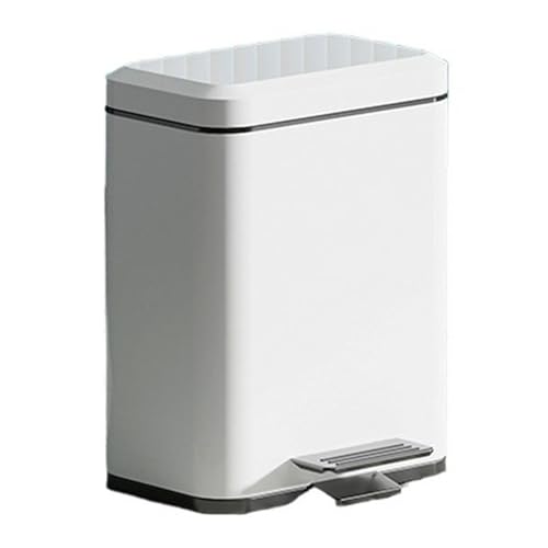 Mülleimer, Absenkautomatik mit Deckel, Edelstahl-Treppen-Mülleimer for das Home Office(White,20 L) von dvegGEE