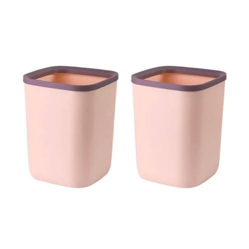 Mülleimer, quadratisch, ohne Deckel, mit Druckring for Zuhause, Büro, Papierkorb, 2er-Pack(Pink,S) von dvegGEE