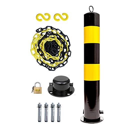 Parkpfosten Poller und 5m Kunststoff Absperrkette Set Parkpoller mit Aufhängering(100x11.4 cm) von dvegGEE