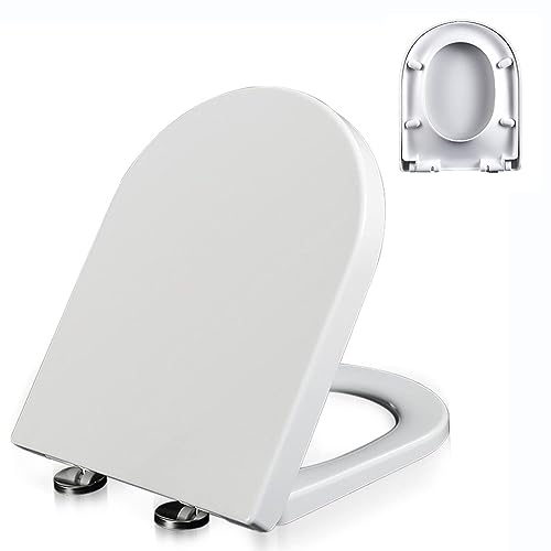 Toilettendeckelbezug, D-förmiger, leise und langsam schließender Toilettensitz mit verstellbarem Scharnier, schnelle Demontage(02A) von dvegGEE