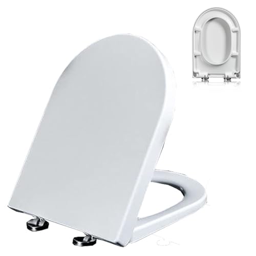 Toilettendeckelbezug, D-förmiger, leise und langsam schließender Toilettensitz mit verstellbarem Scharnier, schnelle Demontage(02B) von dvegGEE
