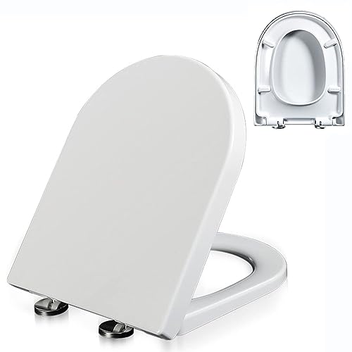 Toilettendeckelbezug, D-förmiger, leise und langsam schließender Toilettensitz mit verstellbarem Scharnier, schnelle Demontage(02C) von dvegGEE