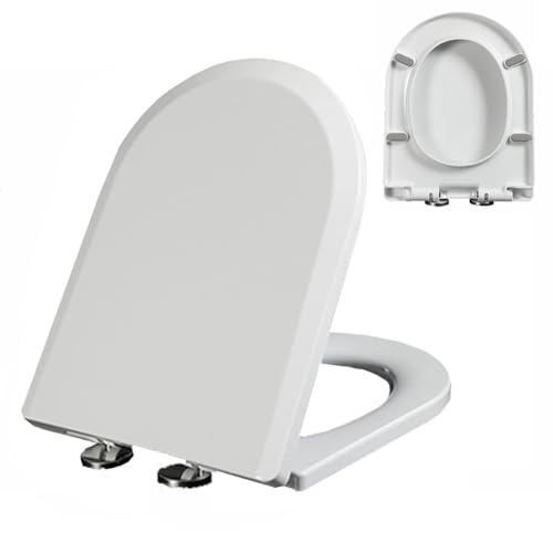 Toilettendeckelbezug, D-förmiger, leise und langsam schließender Toilettensitz mit verstellbarem Scharnier, schnelle Demontage(02D) von dvegGEE