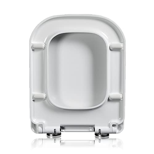 Toilettendeckelbezug, Toilettensitz, quadratisch, weiß, Schnellverschluss, Absenkautomatik, verstellbare Scharniere, Befestigung oben(04B) von dvegGEE