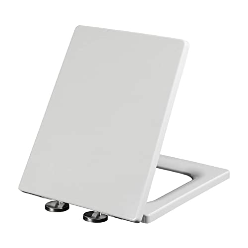 Toilettendeckelbezug, Toilettensitz quadratisch, Soft Close, weiß, rechteckiger Toilettendeckel, Schnellverschluss(05b) von dvegGEE