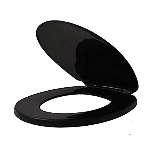 Toilettendeckelbezug, länglicher Soft-Close-Toilettensitz mit schnellem Schließen, mit rutschfesten Stoßfängern(U Black) von dvegGEE