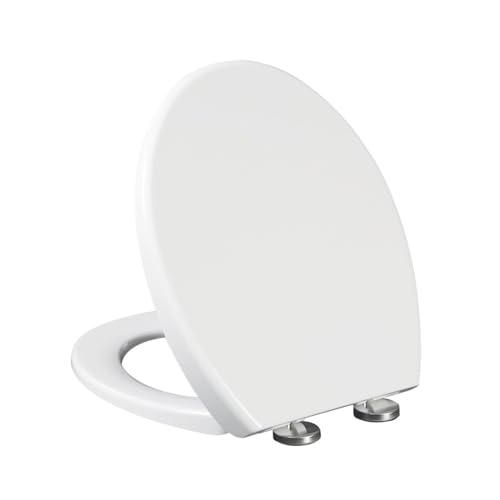 Toilettendeckelbezug verdickt mit Soft-Close, V-förmige Toilettensitze mit verstellbarem Scharnier, schnelle Demontage(01B) von dvegGEE