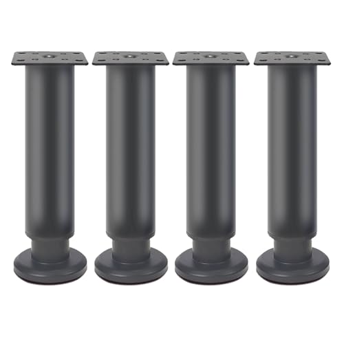 Verstellbare Möbelbeine aus Metall, Schreibtischbeine aus Stahl mit Befestigungsschraube, Bettersatzbeine(Black,10-16in) von dvegGEE