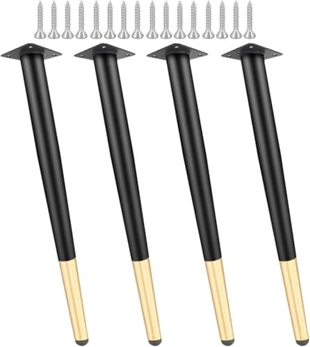 Verstellbare Schreibtischbeine aus Metall, 4er-Set, Sofabeine, Esstischbeine, schräge, konische Ersatzfüße(Black Gold,25 cm/10 in) von dvegGEE