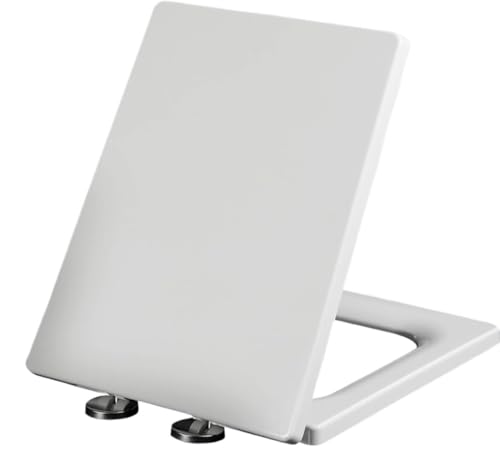 Weißer Toilettensitz mit Absenkautomatik, quadratisch, Schnellverschluss, Befestigung oben, quadratisch, WC-Sitz, Toilettendeckel(40~45cm*34.5 cm) von dvegGEE