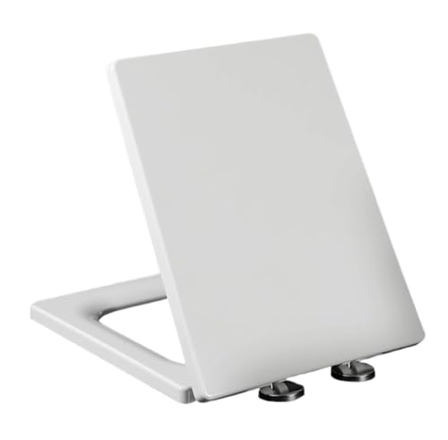 Weißer Toilettensitz mit Absenkautomatik, quadratisch, Schnellverschluss, Befestigung oben, quadratisch, WC-Sitz, Toilettendeckel(41~48 * 36.5 cm) von dvegGEE