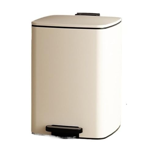 dvegGEE Mülleimer, Handverdickter Edelstahl-Treppenabfalleimer mit Inneneimer und Soft-Close-Deckel(Cream White,20L) von dvegGEE
