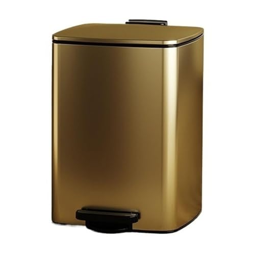 dvegGEE Mülleimer, Handverdickter Edelstahl-Treppenabfalleimer mit Inneneimer und Soft-Close-Deckel(Gold,15L) von dvegGEE