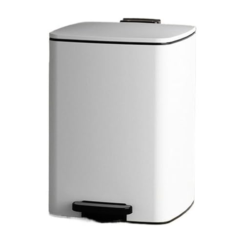 dvegGEE Mülleimer, Handverdickter Edelstahl-Treppenabfalleimer mit Inneneimer und Soft-Close-Deckel(Matte White,15L) von dvegGEE