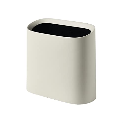 dvegGEE Mülleimer, Schlitz-Mülleimer for Haushalt, Innenbereich, Büro, unbedeckter ovaler Papierkorb aus Kunststoff(Beige) von dvegGEE