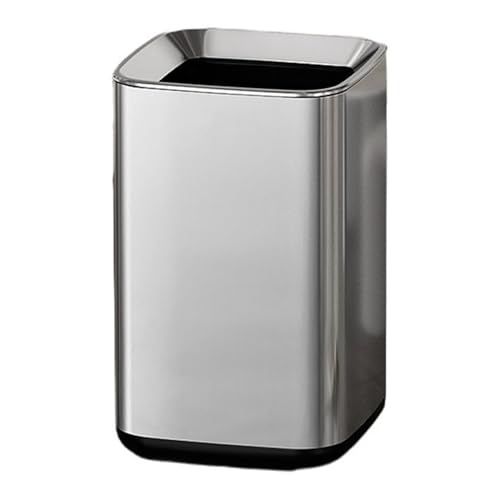 dvegGEE Mülleimer, quadratisch, Edelstahl, mit herausnehmbarem Innenkorb, oben offener Metallmülleimer(Silver,9L) von dvegGEE