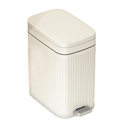 dvegGEE Mülleimer, rechteckig mit Pedal, Vintage-Mülleimer mit römischer Prägung, for den Heim- oder Bürogebrauch(White,S) von dvegGEE