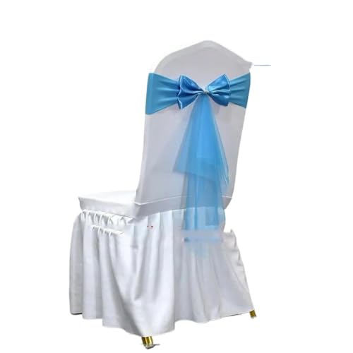dvegGEE Stuhlschärpe, 10/50 Stück, Spandex mit Gazeband, dehnbar, for Bankett, Party, Event-Dekoration(Single Bow Lake Blue,50pcs) von dvegGEE