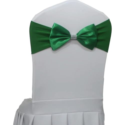 dvegGEE Stuhlschärpe, 10 Stück/50 Stück, Satin-Stuhlschärpe, elastisches Stretch-Spandex-Schleifenband for die Dekoration von Banketten und Hotels(Deep Green,50pcs) von dvegGEE
