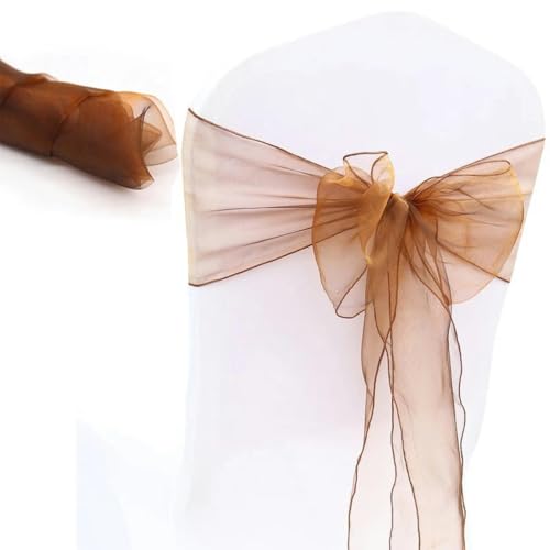 dvegGEE Stuhlschärpe, 10 Stück Stuhlschärpen Knotenbänder for Bankett-Event-Dekoration Heimtextilienbezug(Chocolate) von dvegGEE