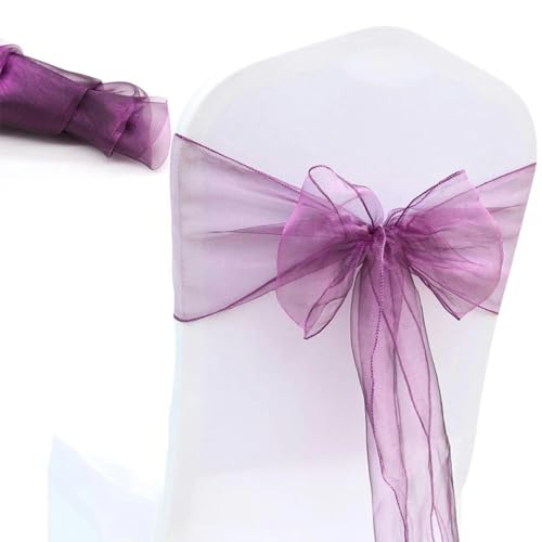 dvegGEE Stuhlschärpe, 10 Stück Stuhlschärpen Knotenbänder for Bankett-Event-Dekoration Heimtextilienbezug(Purple) von dvegGEE