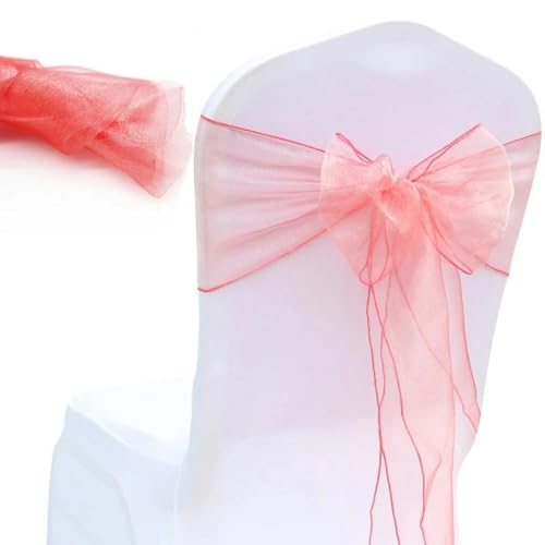 dvegGEE Stuhlschärpe, 10 Stück Stuhlschärpen Knotenbänder for Bankett-Event-Dekoration Heimtextilienbezug(Watermelon Red) von dvegGEE