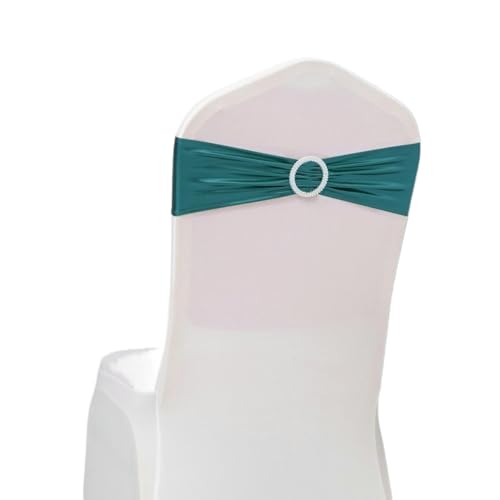 dvegGEE Stuhlschärpe, 10 Teile/los Stuhlschärpen Dekoration Spandex Abdeckung Band for Party Decor(Peacock Blue) von dvegGEE