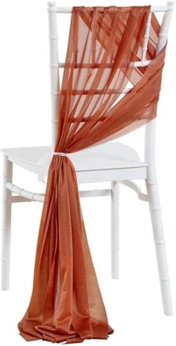 dvegGEE Stuhlschärpe, 12 Stück, Stuhlschärpen, Zeremonie-Gang-Dekoration for Brautparty, Hotel, Chiffon-Dekor(12pcs Rust) von dvegGEE
