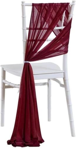 dvegGEE Stuhlschärpe, 12 Stück weiße Stuhlschärpen, Zeremonie-Gang-Dekoration for Brautparty, Hotel, Chiffon-Dekor(12pcs Burgundy) von dvegGEE