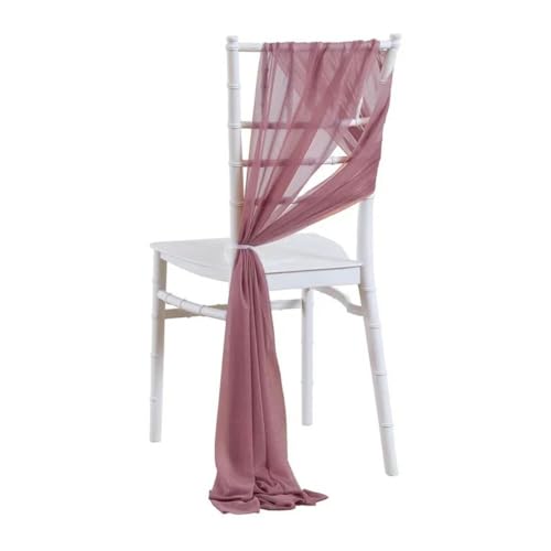 dvegGEE Stuhlschärpe, 12 Stück weiße Stuhlschärpen, Zeremonie-Gang-Dekoration for Brautparty, Hotel, Chiffon-Dekor(12pcs Leather Pink) von dvegGEE
