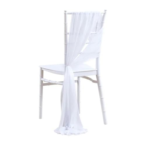 dvegGEE Stuhlschärpe, 12 Stück weiße Stuhlschärpen, Zeremonie-Gang-Dekoration for Brautparty, Hotel, Chiffon-Dekor(12pcs White) von dvegGEE