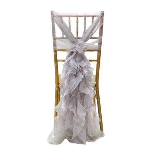 dvegGEE Stuhlschärpe, 2 Stück Organza-Stuhlschärpe, Dekoration, Rüschen, transparente Abdeckung, Hotel, Bankett, Rückendekor(Gray) von dvegGEE