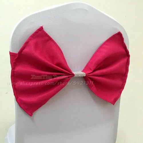 dvegGEE Stuhlschärpe, 20 Stück, elastisches Stretch-Spandex und mit Polyester-Schleife, Hotel-Party-Knoten-Krawatte(Fuchsia) von dvegGEE