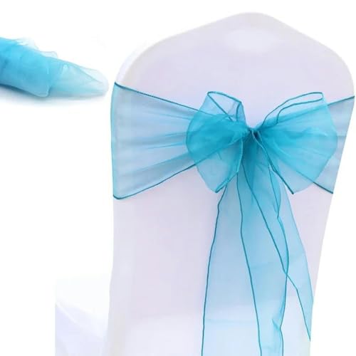 dvegGEE Stuhlschärpe, 25 Stück, Stuhlschärpen, Organza-Knotenbänder, Schleifen for Party-, Bankett- und Event-Dekorationen(Teal Blue) von dvegGEE