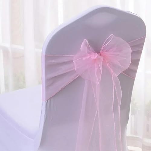 dvegGEE Stuhlschärpe, 25 Stück Chiffon-Stühle-Schärpen, Stuhlschärpen-Abdeckungen, Band, Party-Gang-Dekoration(Pink25pcs) von dvegGEE