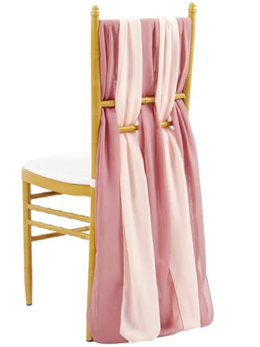 dvegGEE Stuhlschärpen, 12 Stück 30 x 270 cm Chiffon-Stuhlschärpen Hochzeitsdekore Tischläufer(Dusty Rose Pink) von dvegGEE