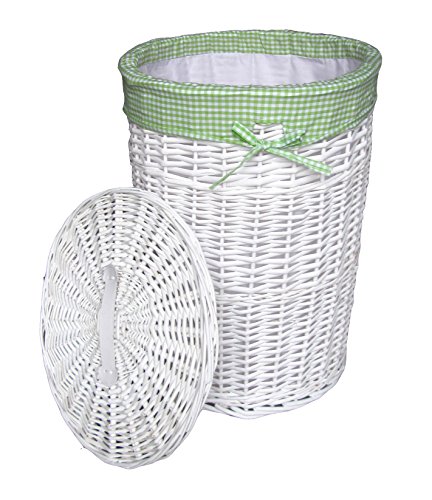 DVier Wäschekorb Weide weiß grün rund 25WRd-c D.46 H.62cm von dvier
