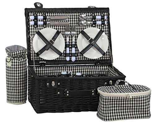 DVier Picknickkorb weide schwarz f. 4 Personen inkl. Thermotasche von dvier