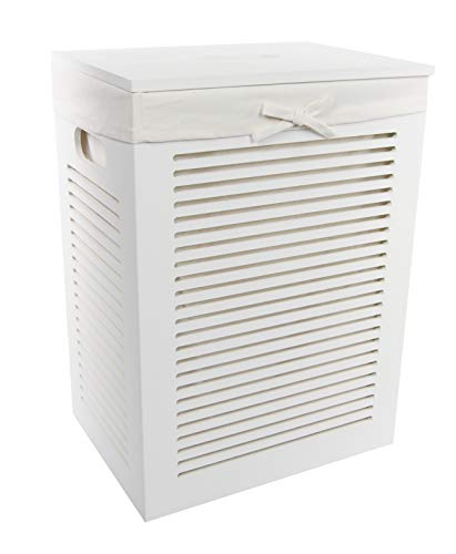 DVier Wäschekorb Holzkorb Wäschetruhe MDF weiß rechteckig 40x30 h.54 66L von dvier