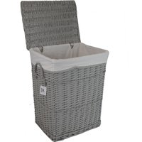 Wäschekorb Wäschetruhe Grau Weide Mit Wäschesack Deckel Handgriffe 32x24 H.48 von dvier24