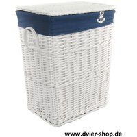 Wäschekorb Wäschetruhe Weide Rechteckig Laundry Marine Blau 40x30 H.55 von dvier24