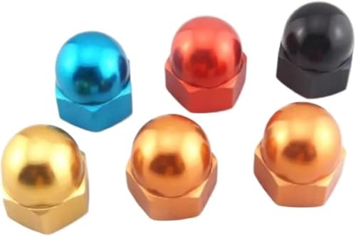 Hutmutter, Bolzenabdeckungen, Acorn-Hutmuttern, 10 Stück/Los M3 M4 M5 M6 Bunt Rot Schwarz Blau Gloden Orange eloxierte Aluminium-Hutmutter.(Black Colour,M6 10pcs) von dvkGKLVq