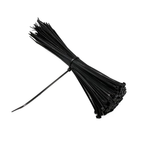 Reißverschluss Krawatten sortiert, 100 STÜCKE 3 X 60-200mm Weiß Schwarz Milch Kabel Draht Kabelbinder Selbstsichernde Nylon(Black,3 x 200mm) von dvnFWKc