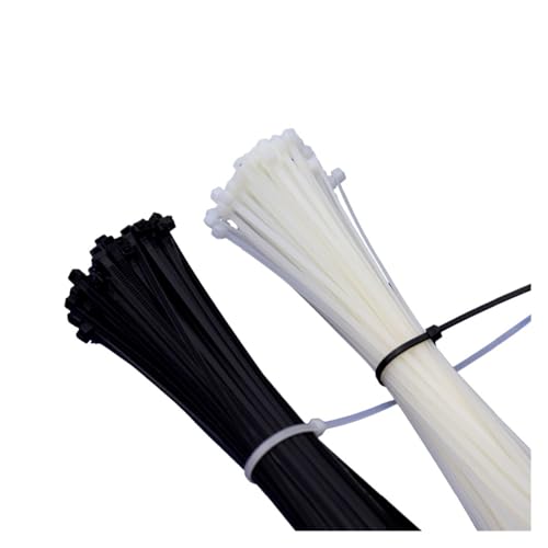 Reißverschluss Krawatten sortiert, 100 stücke 4 * 150-300 Schwarz Kabelbinder Selbst Locking Kabel Weiß Nylon Krawatte(Black,4x200) von dvnFWKc