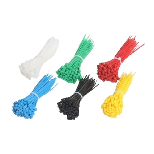 Reißverschluss Krawatten sortiert, 100PCS Self-Locking Kunststoff Nylon Kabelbinder Bunte 3X 100 Befestigungs Ring Industrie(Yellow) von dvnFWKc